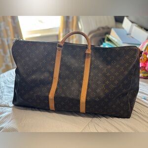 Louis Vuitton Monogram Duffel Bag in Brown and Tan bandolier 60 with strap